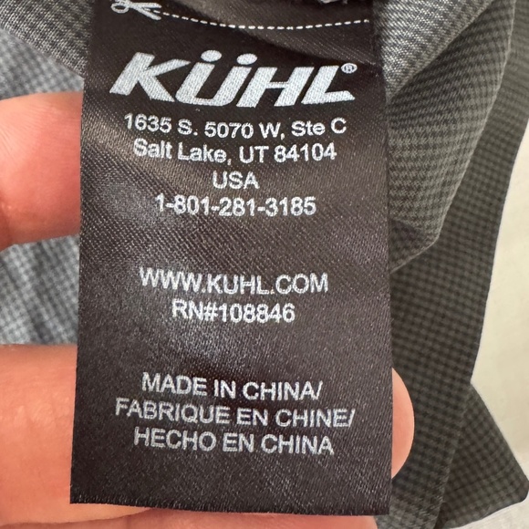 Kuhl Mountain Grown Men's Camp Shirt XXL Short Sleeve Pin Check Charcoal Gray - Picture 8 of 14